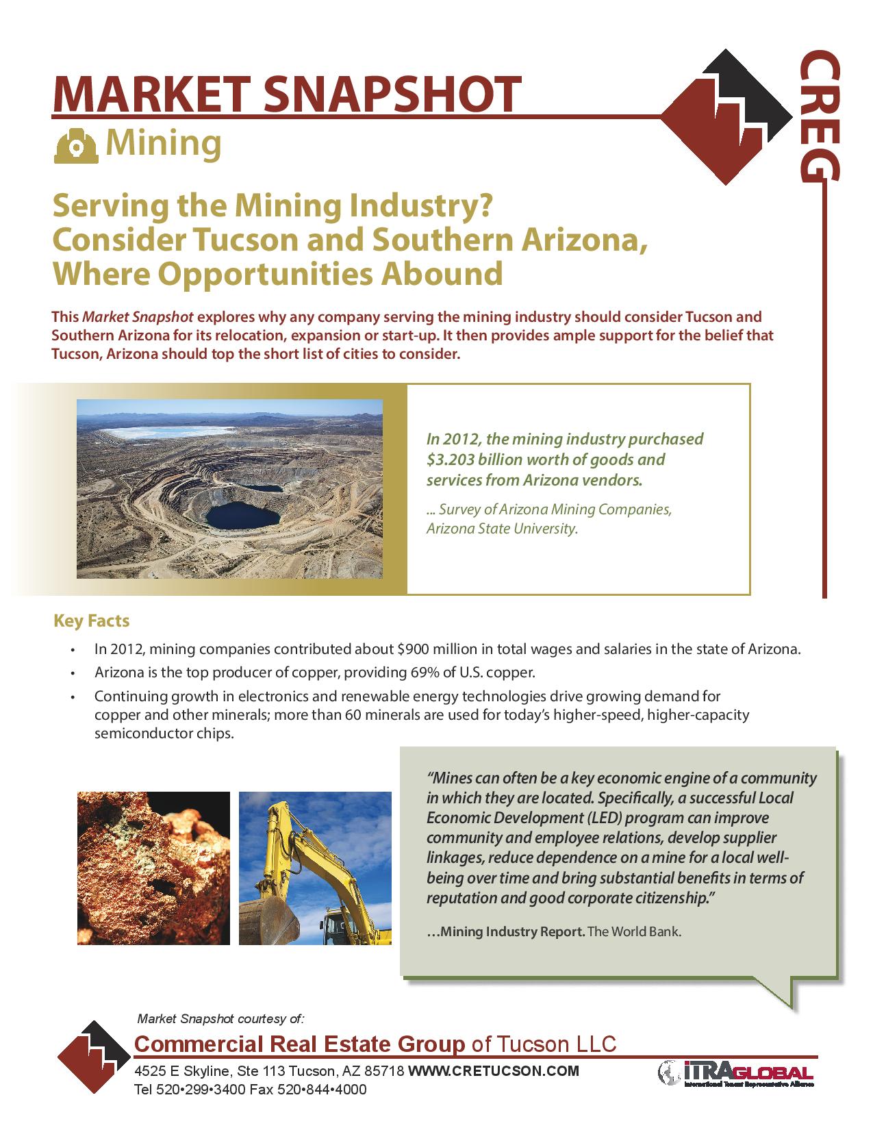 Mining Market Snapshot for Tucson, Arizona - Your Trusted Commercial ...
